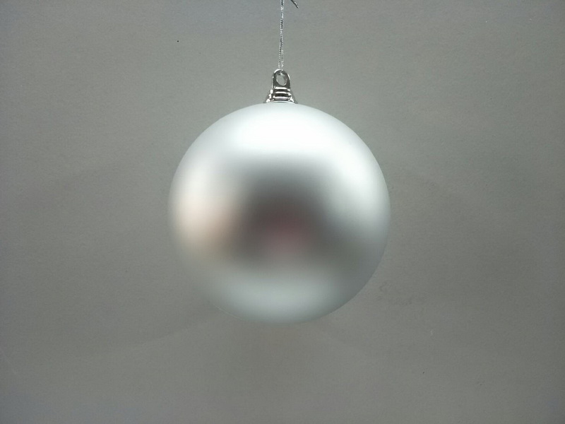 Christbaumkugel rund, silber matt, 10cm (100mm)