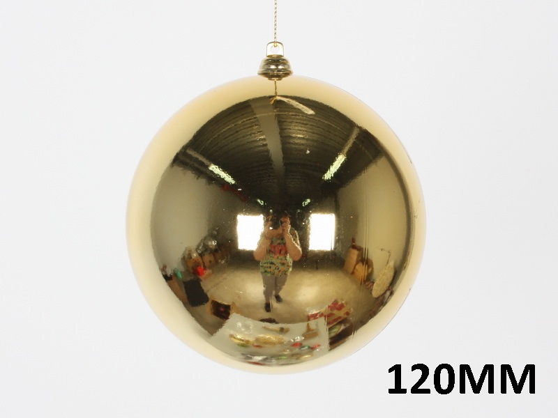 Christbaumkugel rund, gold glänzend, 12cm (120mm)