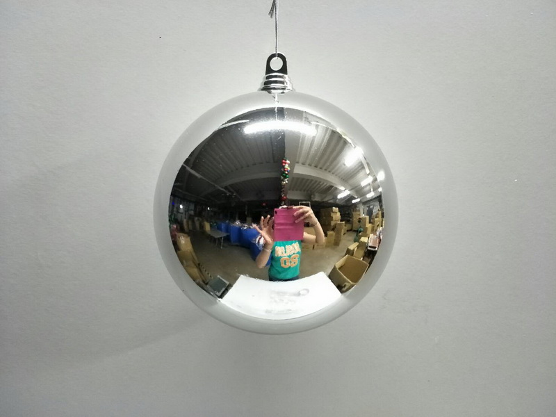 Christbaumkugel rund, silber glänzend, 20cm (200mm)